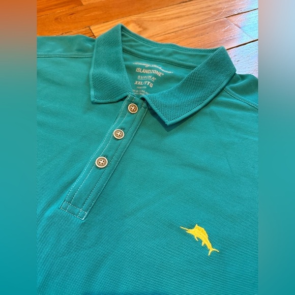 Tommy Bahama Polo Mens Size XXL Shirt Short Sleeve Golf Island Zone Buttons Teal - Picture 2 of 14